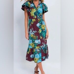 NWT Tuckernuck Merlot Sharp Floral Dress